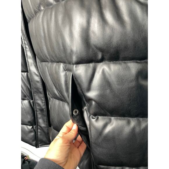 LEVIS Vegan Faux Leather Puffer Vest Womens Black Size 4X - Picture 6 of 6